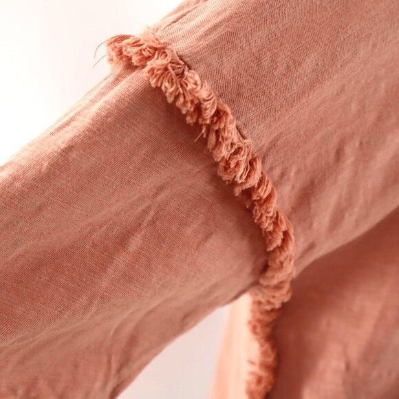 Umgee Fringe Tunic Tee Women M Rust Casual Relaxed Boho Comfy Lagenlook Muted - Picture 6 of 11